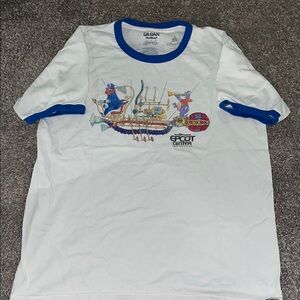 Gildan White Tee with Blue Accents and Epcot Graphic